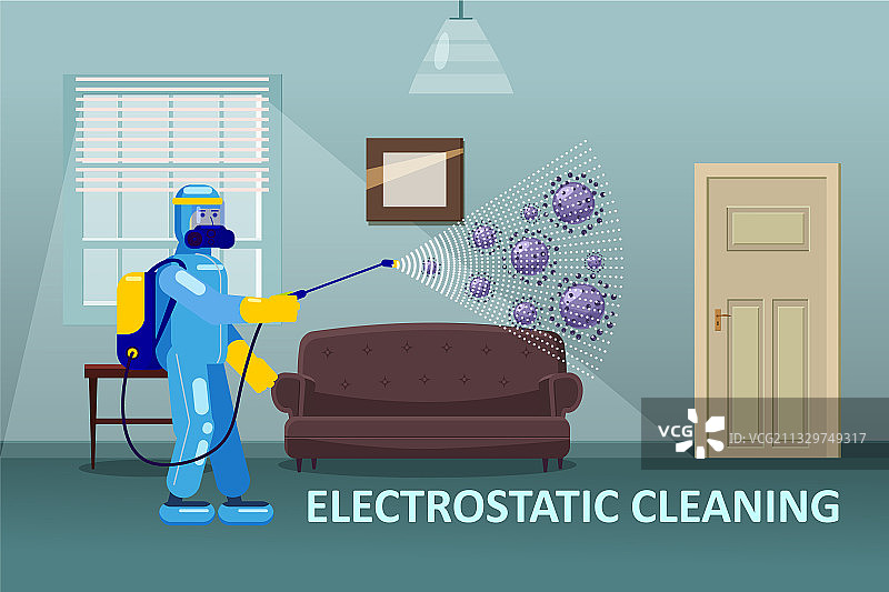 静电消毒清洁服务人员图片素材