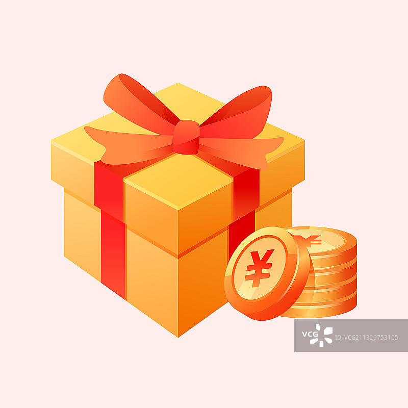 卡通礼盒促销抽奖互联网金融收益理财插画图片素材