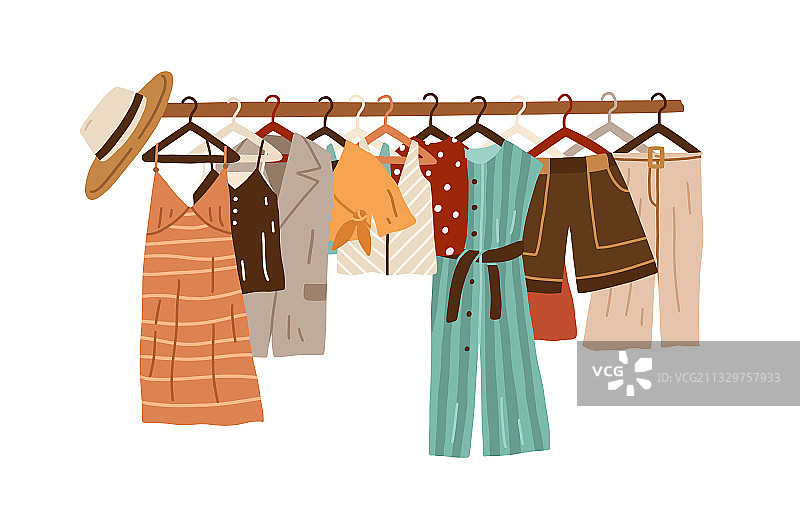 挂在衣架上的时尚服装图片素材