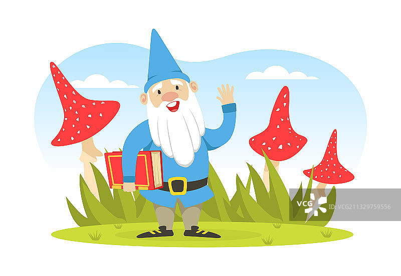 拿着书的可爱小矮人滑稽童话侏儒图片素材