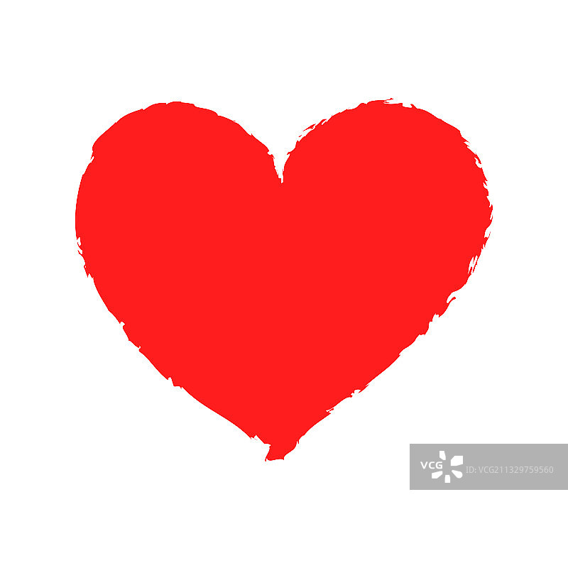 红色Grunge风格心形边框笔刷绘画图片素材