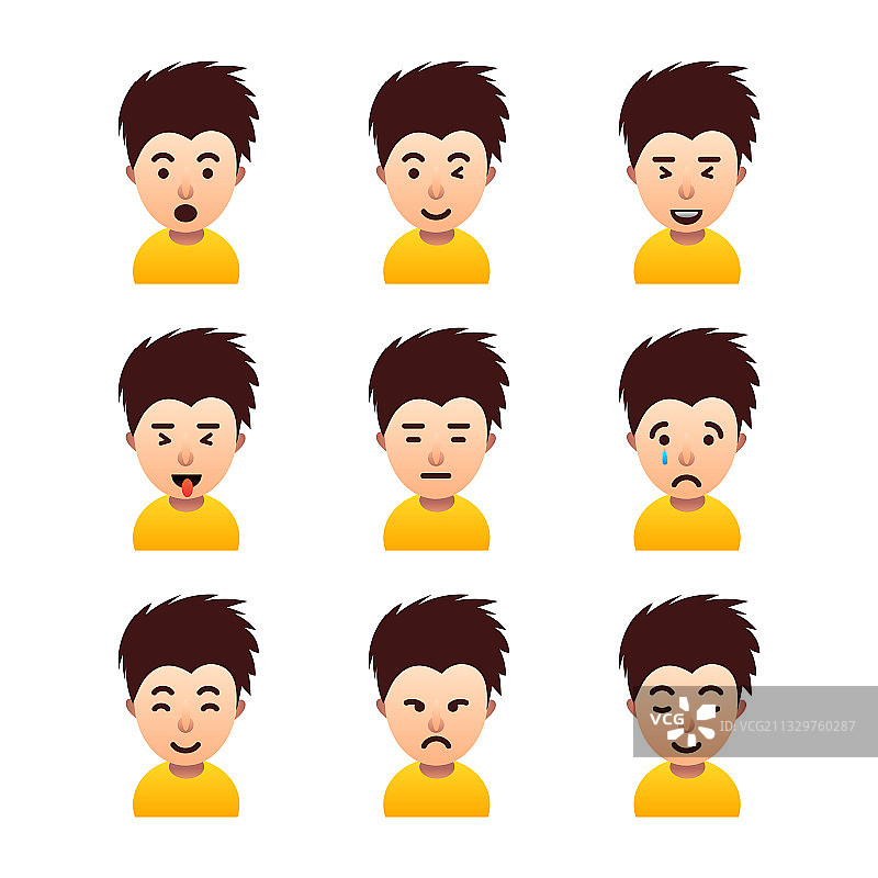 男性表情符号角色套装图片素材