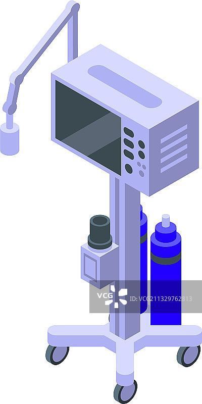 诊所呼吸机图标2.5D风格图片素材