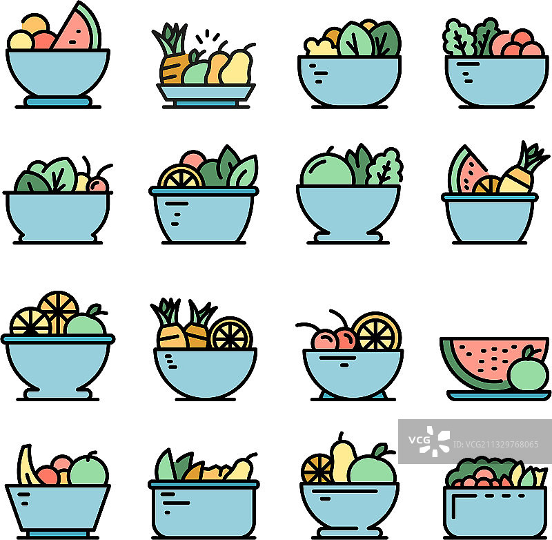 水果沙拉图标扁平化设计图片素材