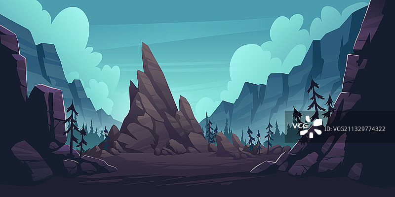 森林与悬崖山景图片素材