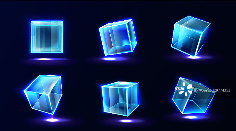 发光的霓虹灯塑料或玻璃立方体图片素材