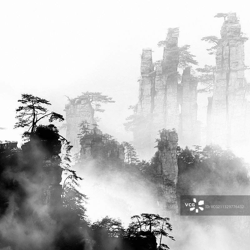 水墨丹青 天子山图片素材