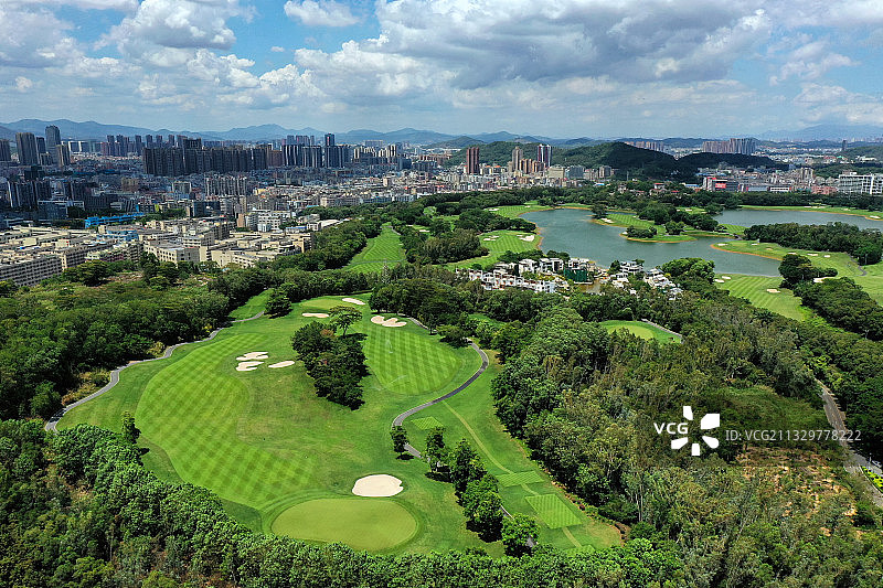 广东省深圳市龙岗区正中国际高尔夫训练中心航拍图片素材