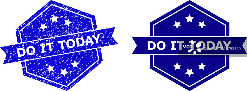 带有磨损表面的六边形今天就做水印图片素材