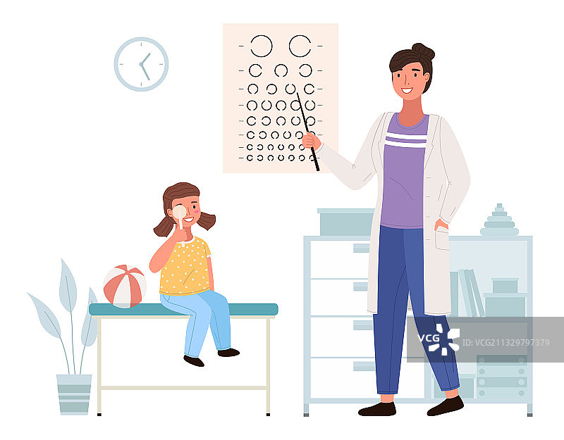 验光师检查儿童视力图片素材