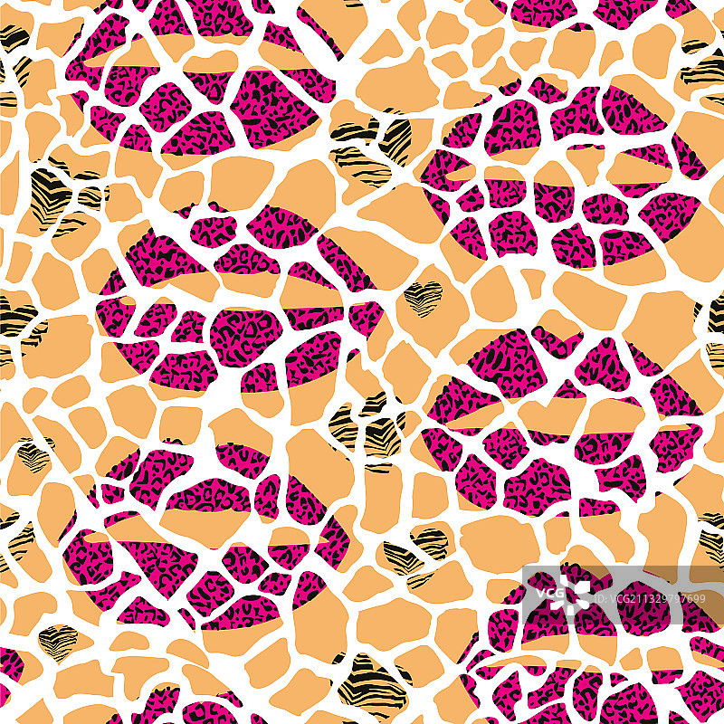 无缝豹纹嘴唇爱心图案图片素材