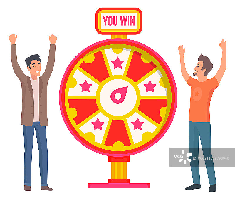幸运转盘游戏概念：人们在冒险图片素材