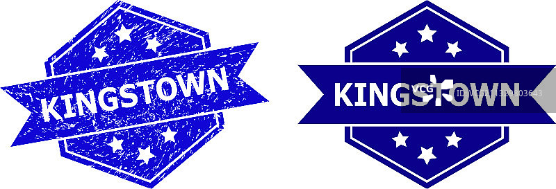 做旧风格的金斯敦六边形印章图片素材