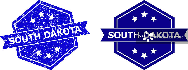 六边形南达科他州印章（做旧）图片素材