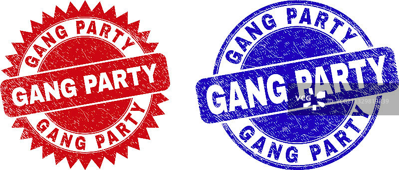 带有帮派派对圆形和花环邮票图片素材