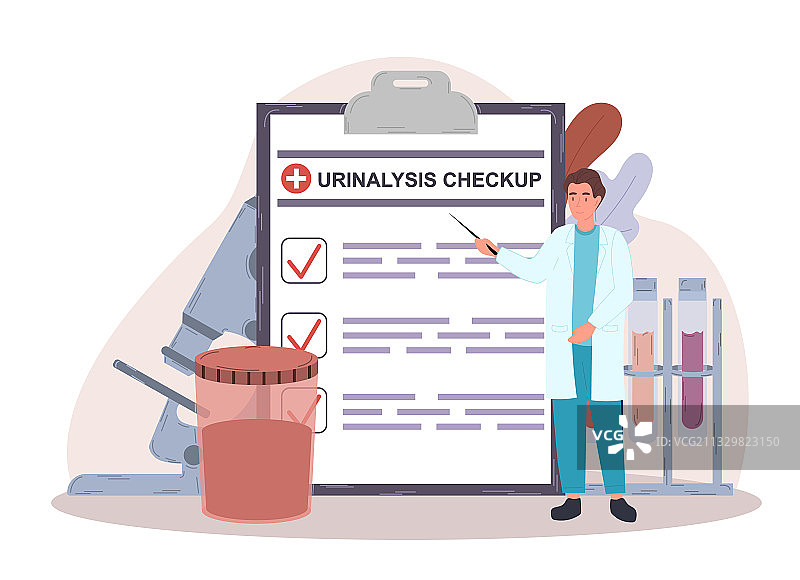 穿制服的男医生进行尿液检查图片素材