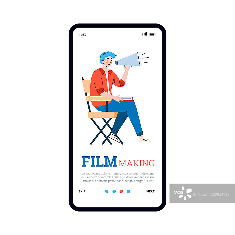 手机屏幕上的男性导演电影图片素材
