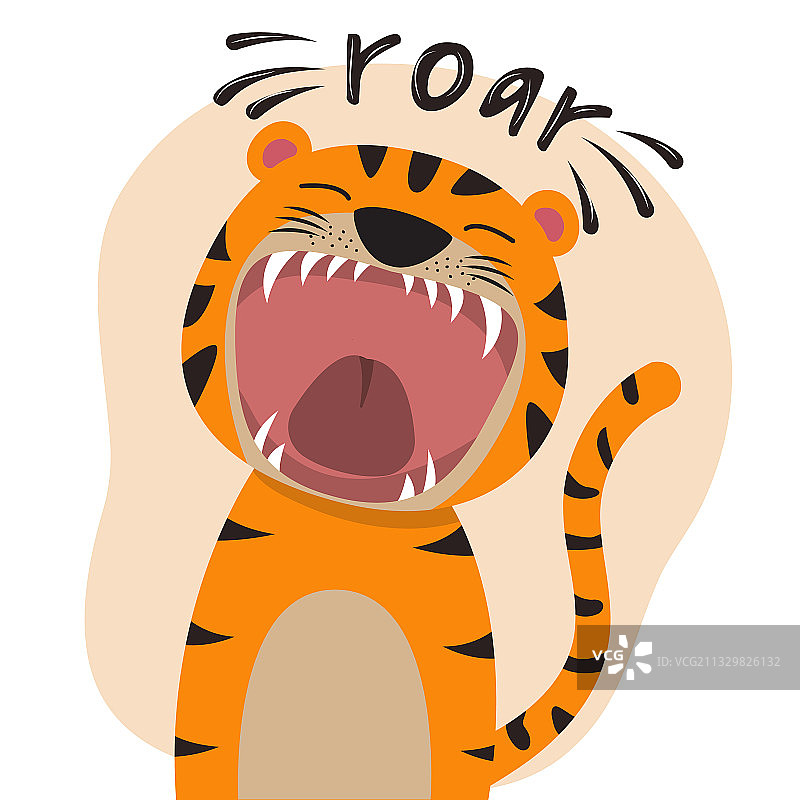 张开嘴咆哮的可爱老虎图片素材