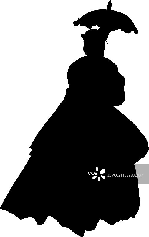 穿内战时期服装的女人剪影图片素材
