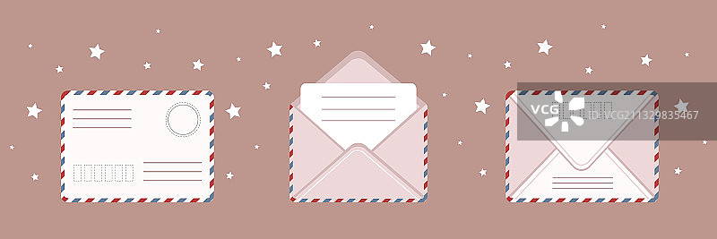 复古电子邮件图标组合图片素材
