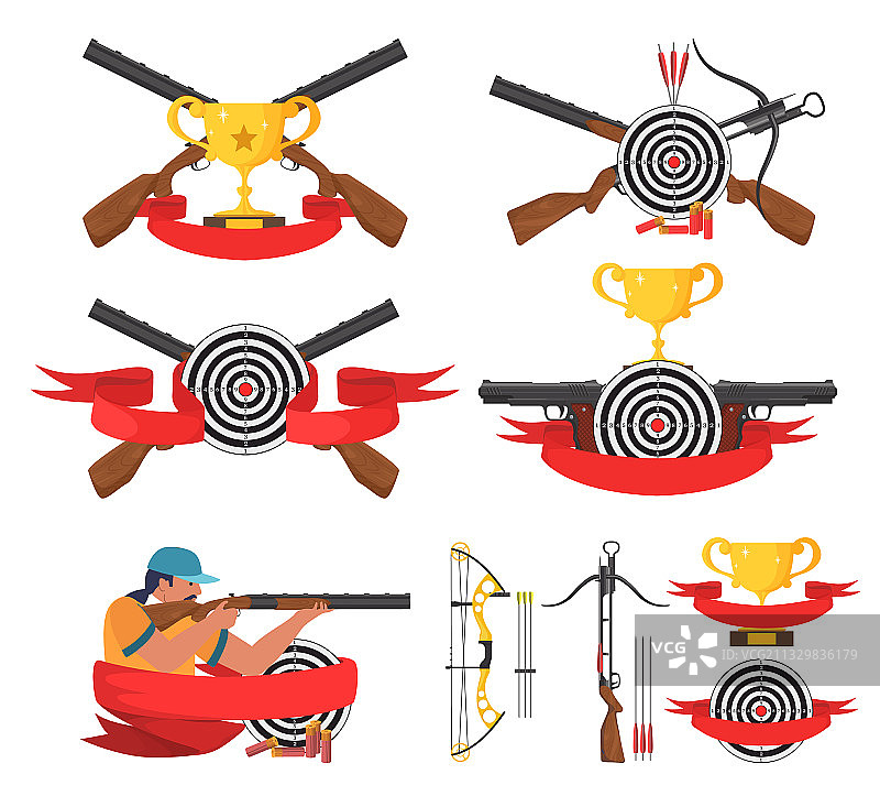 射击和射箭俱乐部标志标签图片素材