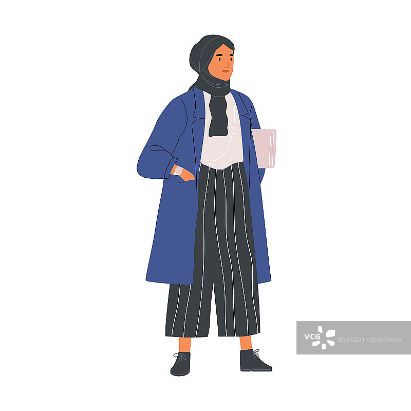 穿着时尚休闲的现代穆斯林年轻女人图片素材