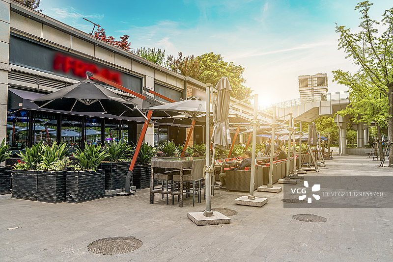 户外露天咖啡吧街景图片素材