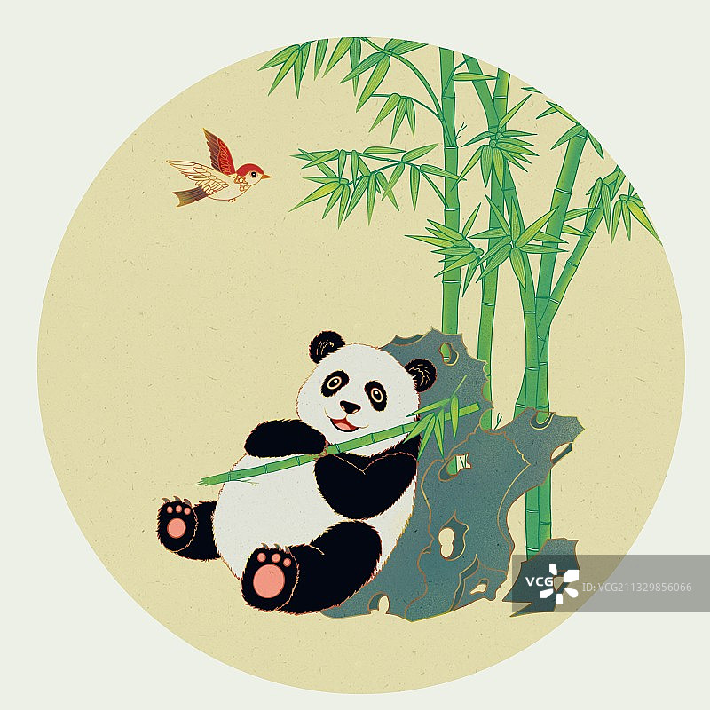 熊猫,竹子,节气,国潮风,线条风,清新,艺术,季节,传统,图片素材