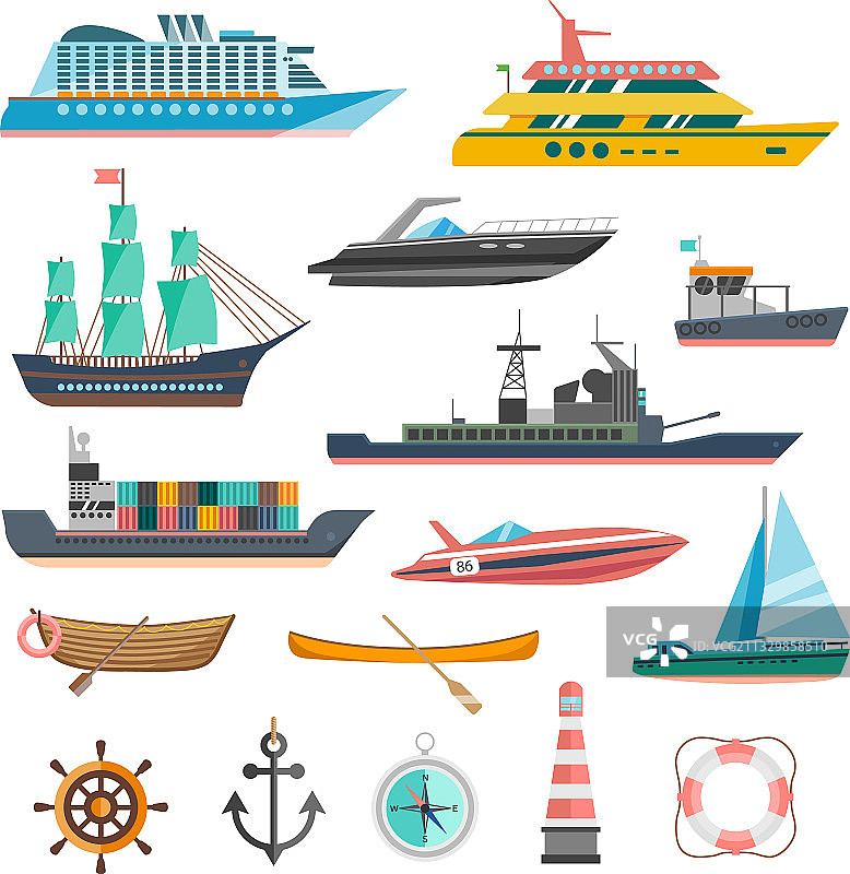 船舶图标合集图片素材
