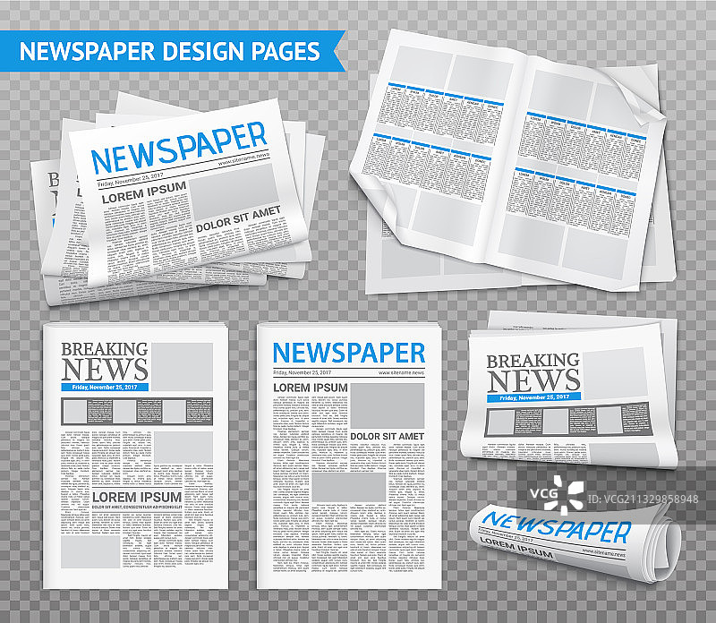 逼真报纸透明素材图片素材