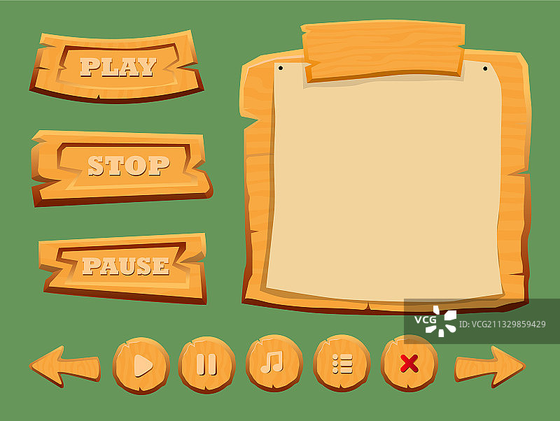 游戏木制界面元素图片素材