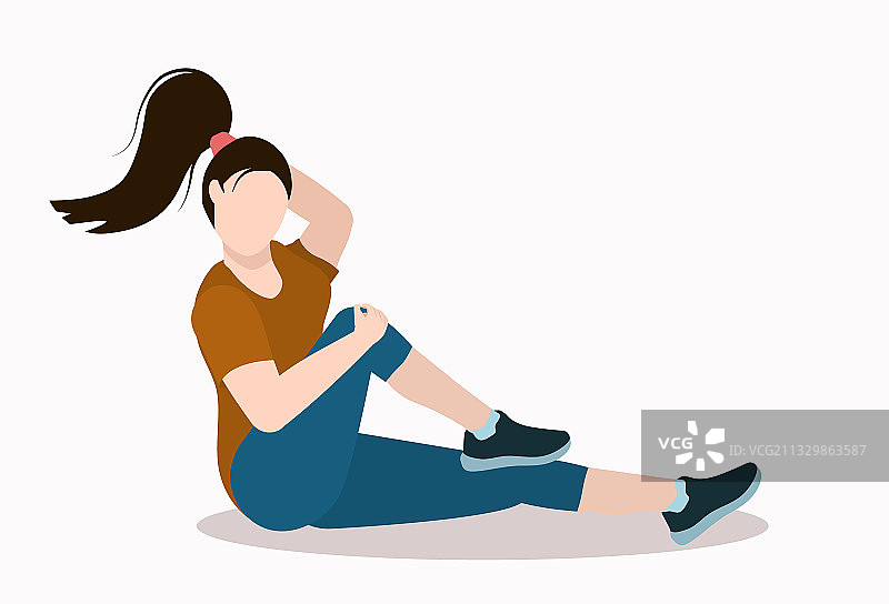 正在做运动的年轻深色头发女子图片素材