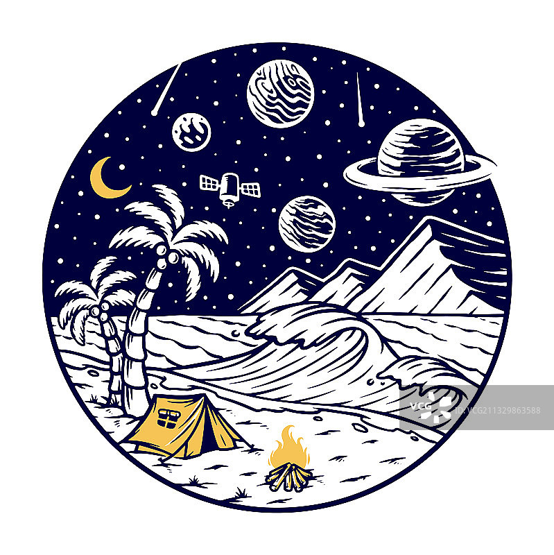 夜晚海滩露营图片素材