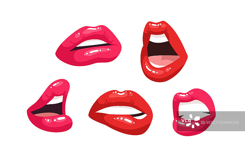 涂着红色口红的女士嘴唇时尚图片素材