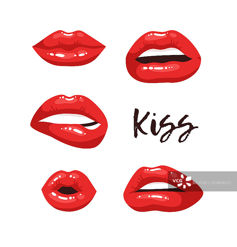 涂着红色口红的女士嘴唇时尚图片素材