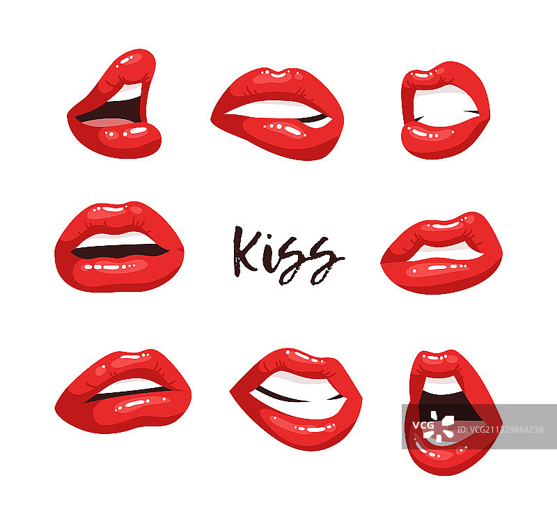 涂着红色口红的女士嘴唇时尚图片素材