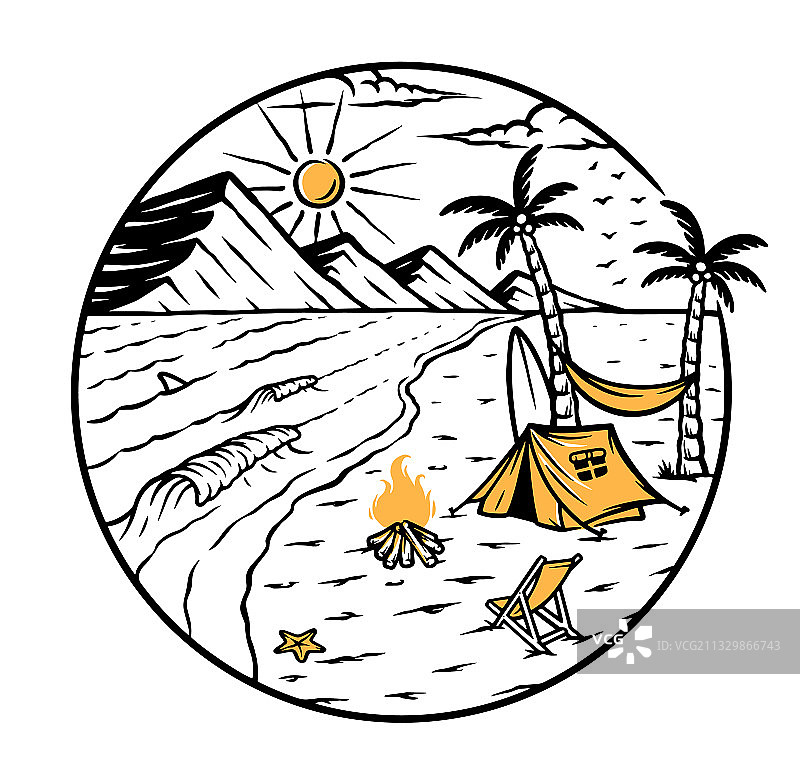 海滩和山景图片素材