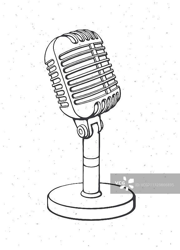 用于人声音乐的复古麦克风黑白照片图片素材
