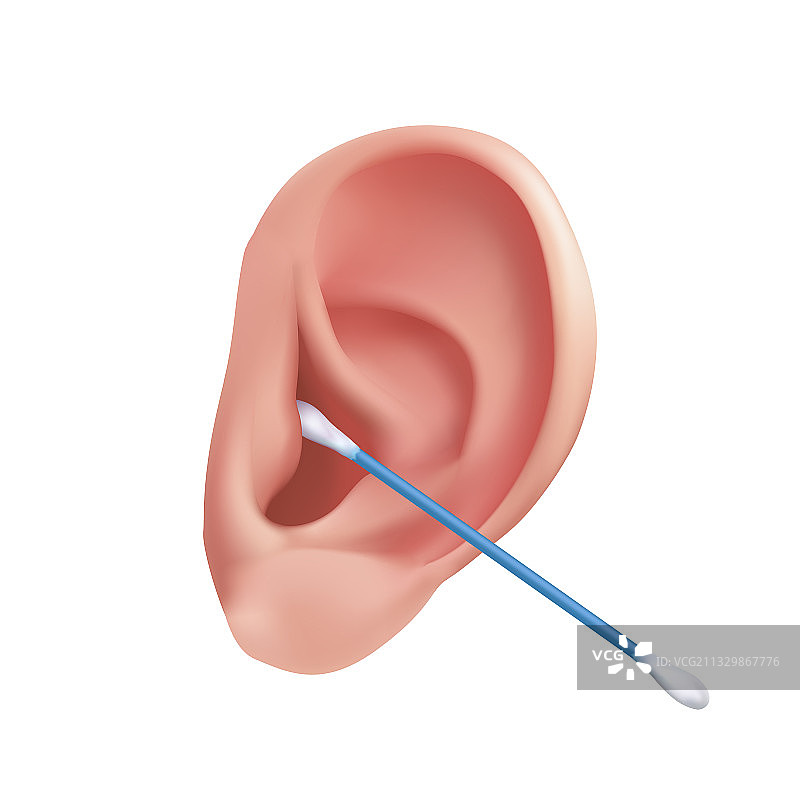 用棉签清洁耳道图片素材