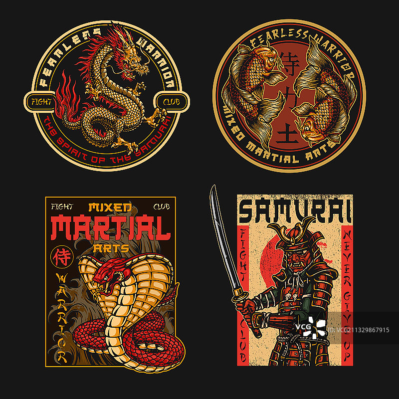 混合武术格斗俱乐部徽章图片素材