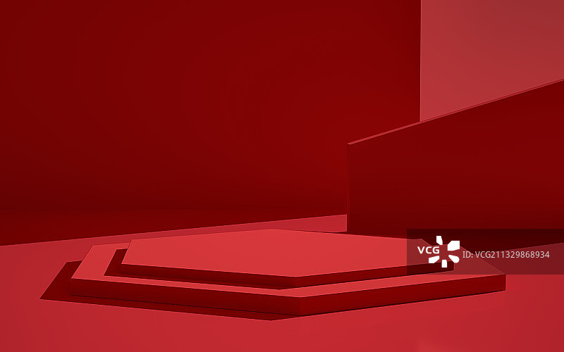 红色产品展台三维场景图片素材
