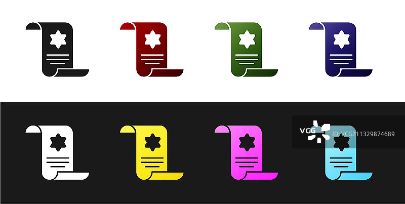 妥拉卷轴图标黑白背景套装图片素材