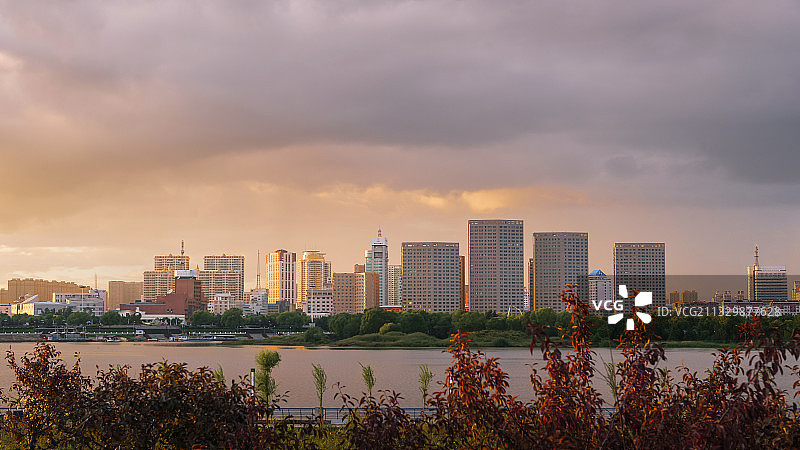 牡丹江晚霞图片素材