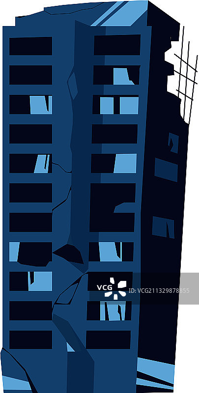 被毁坏的建筑物卡通图片素材