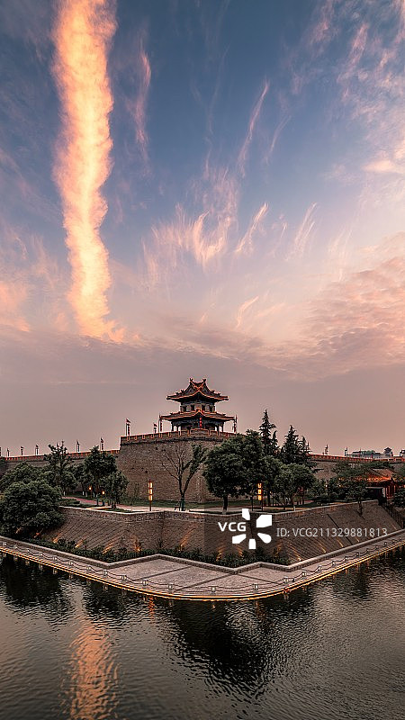 陕西西安角楼历史古建筑旅游景点热门城市风光夜景图片素材