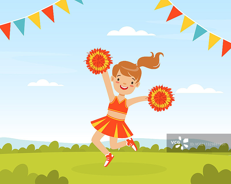 啦啦队女孩手持彩球跳舞图片素材