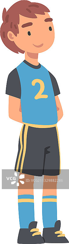 穿黑色和蓝色衣服的儿童足球运动员图片素材