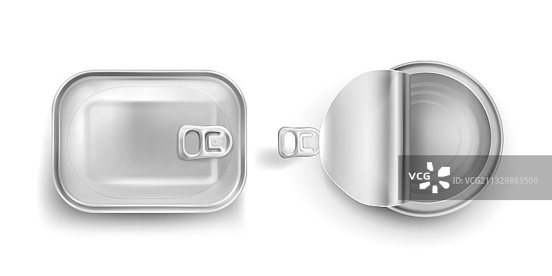 带拉环的马口铁罐顶部视图样机图片素材