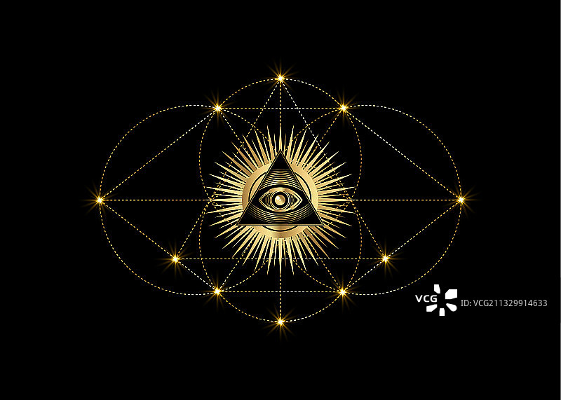 神圣的共济会符号第三只眼标志设计图片素材