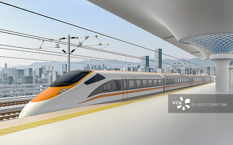 高速铁路车站与现代城市图片素材